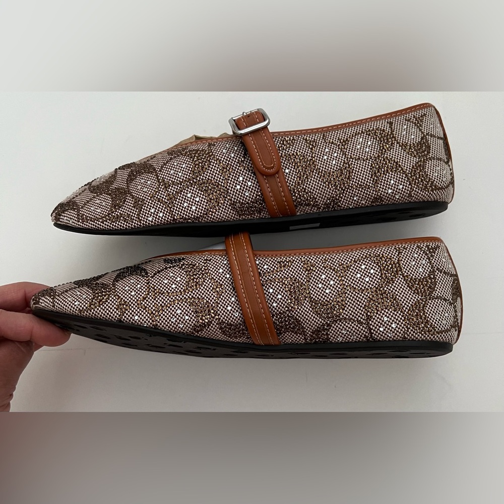 Coach Crystal Signature Jacquard Soft Mary Jane Flats. - Picture 4 of 11
